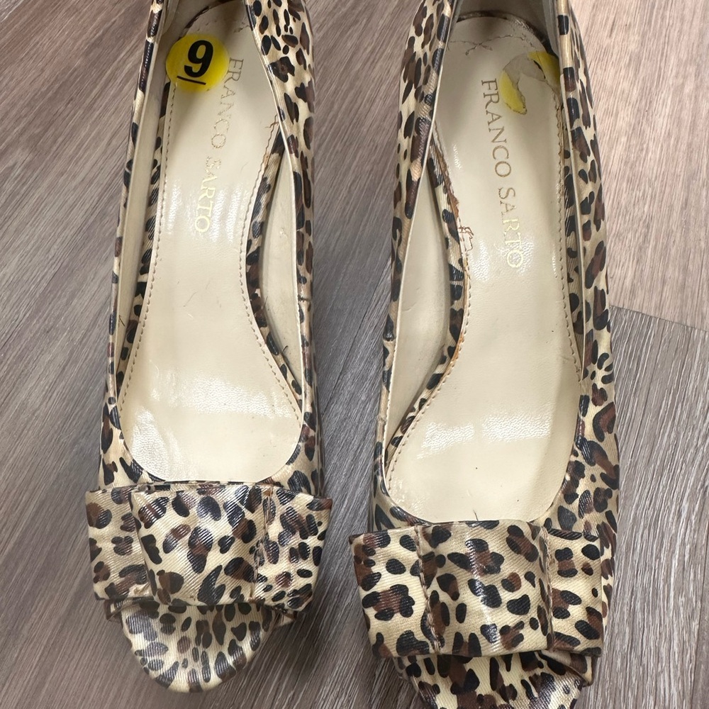 Franco Sarto Leopard Print Women's Shoes size 9 cork heels